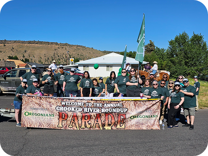 Oregonians CU walking in the Crooked River Roundup Parade in 2024