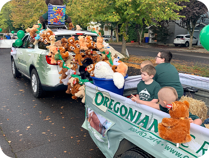 Oregonians CU walking in the 2019 Gresham Teddy Bear Parade