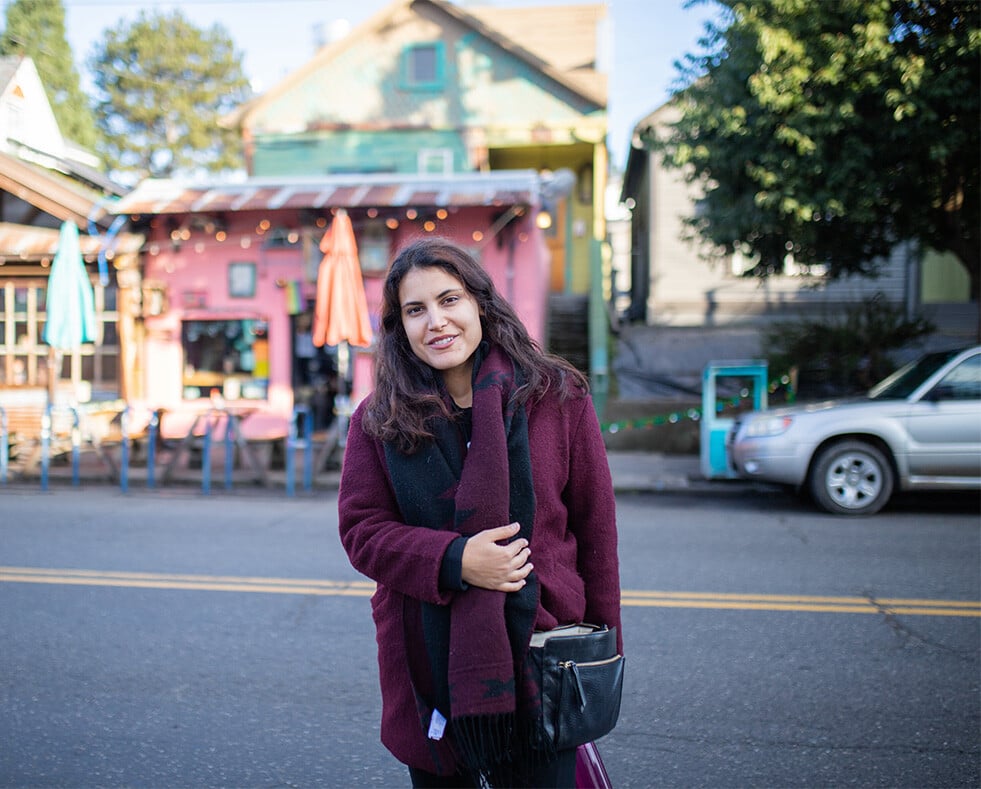 Woman walking on a street