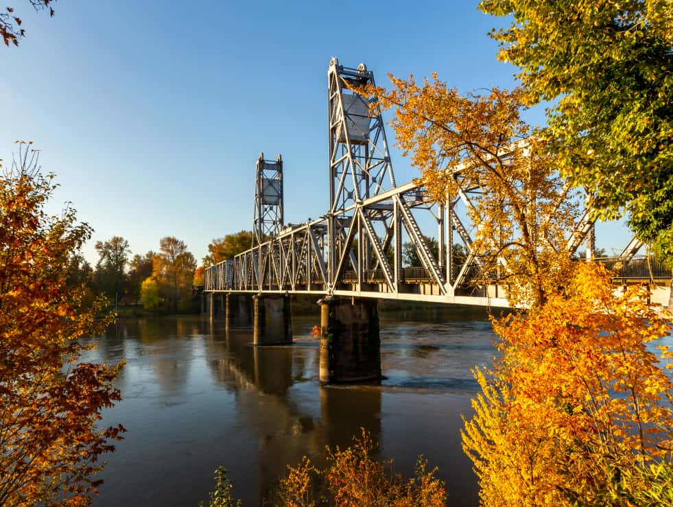 a bridge spanning a river