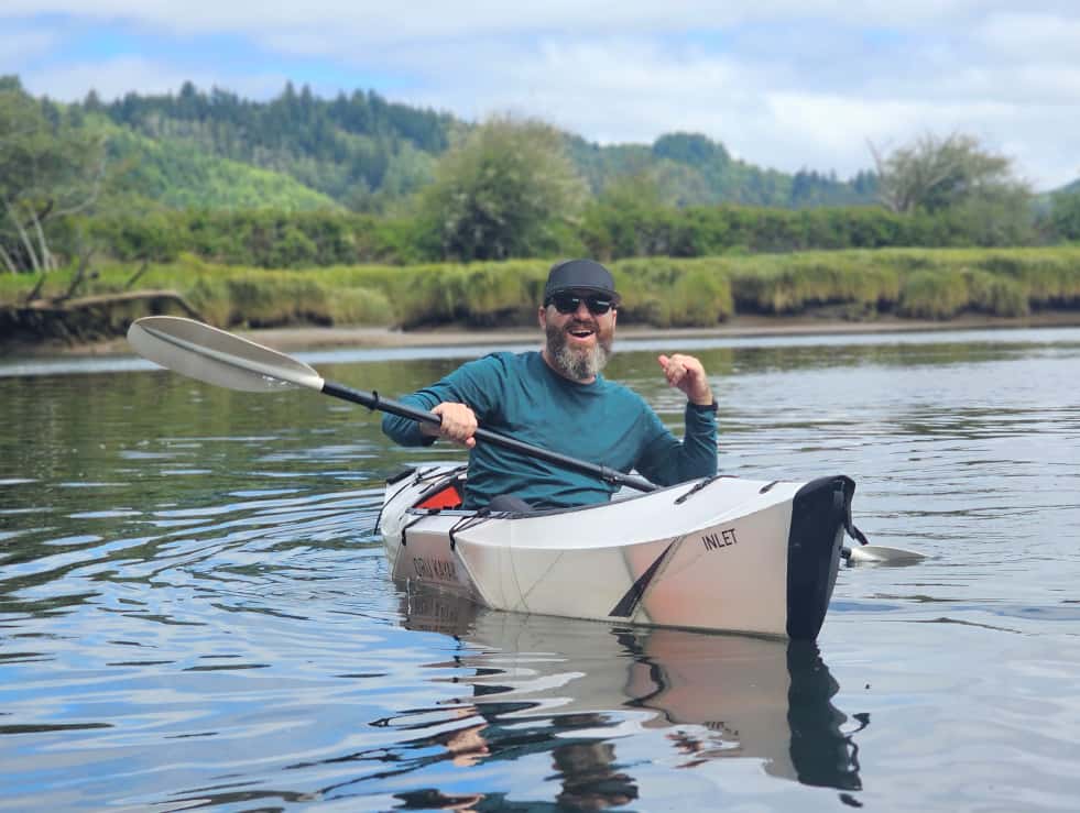 Oregonians member in a kayak