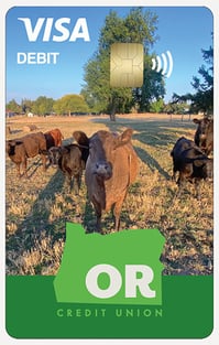 Cows in a field debit card image